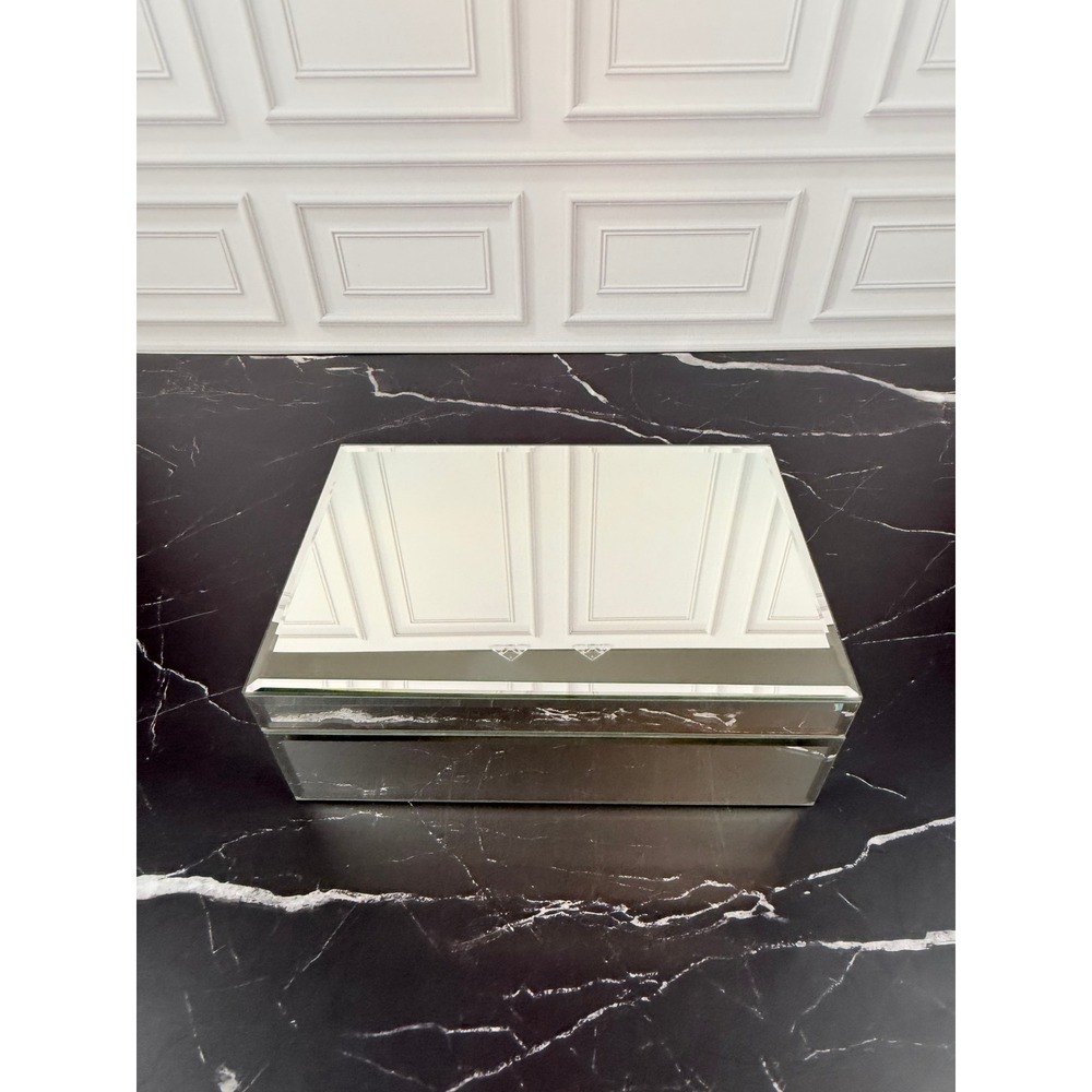 Mirrored Jewelry Box 9X6X3 Ring Holder Pull Out Tray READ